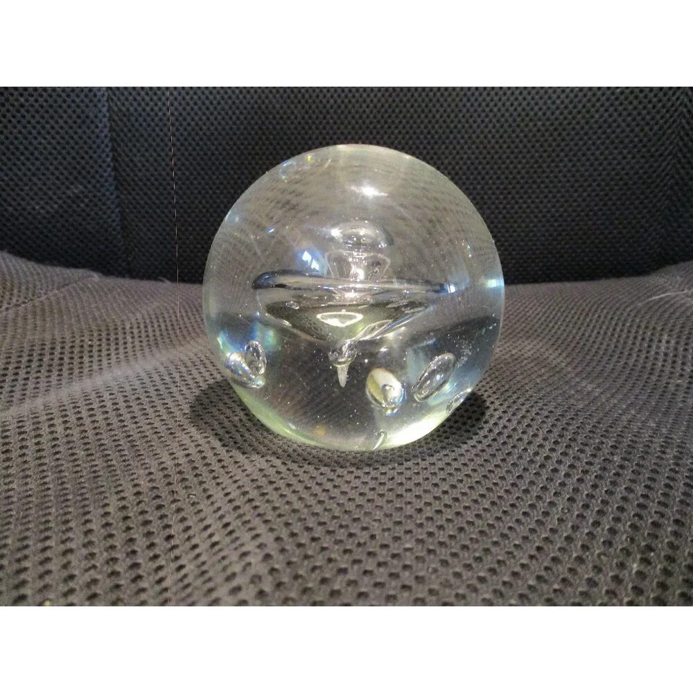 Glass Paper weight with controlled bubble design, Office décor Father's gift